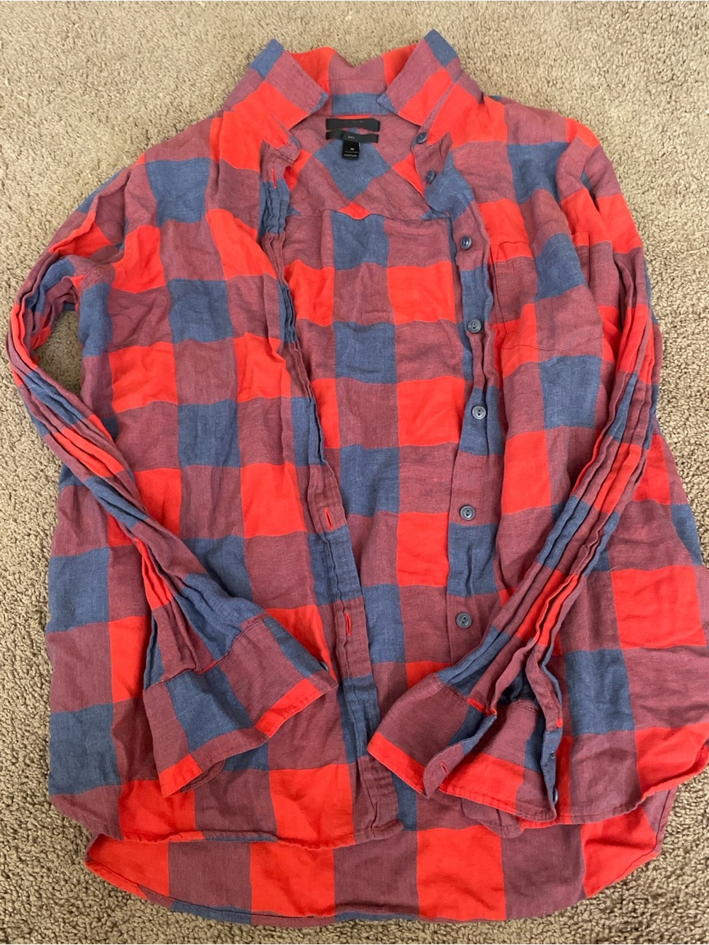 J.Crew Women’s Size 10 Red Blue Plaid Button Front Shirt Boy Fit Cotton Top